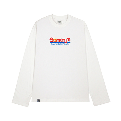SOMENUM森林 24AW 创意品牌字母LOGO简约韩系宽松垂感慵懒长袖T恤
