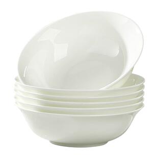 骨瓷面碗家用陶瓷汤碗纯白釉下彩新款餐具沙拉水果面拌面粉碗粥碗