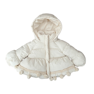 女宝宝冬款洋气夹棉连帽棉服女童韩版加厚保暖棉衣婴幼儿可爱外套