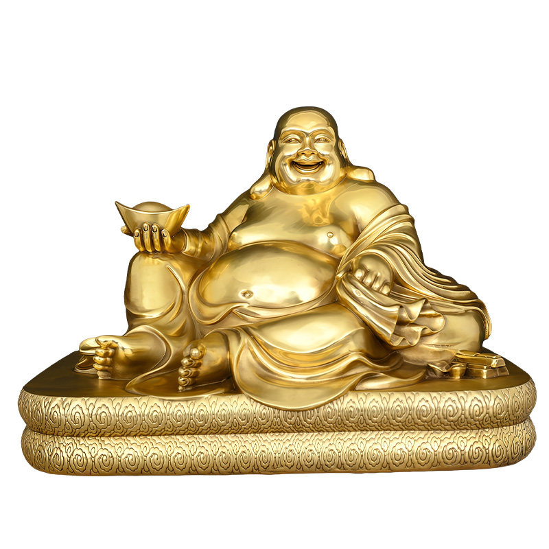 黄铜卧佛托元宝摆件工艺品