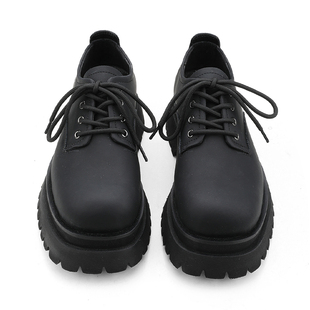 韩桥日记[黑血系列]原创厚底真皮情侣大头德比鞋男ins小皮鞋女潮