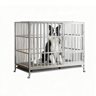 不锈钢折叠狗笼中大型犬狗笼子方管室内边牧宠物边牧金毛加粗加厚