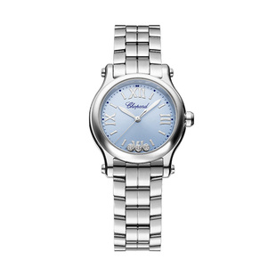Chopard萧邦七夕礼物30mm快乐钻石精钢蓝盘石英腕表女表送女友