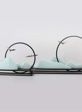 新中式禅意陶瓷假山酒店玄关摆件 书房茶室客厅茶几室内软装饰品