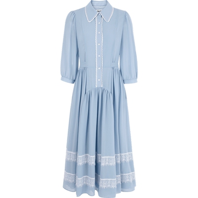 BORAAKSU泡泡袖衬衫式褶裥连衣裙