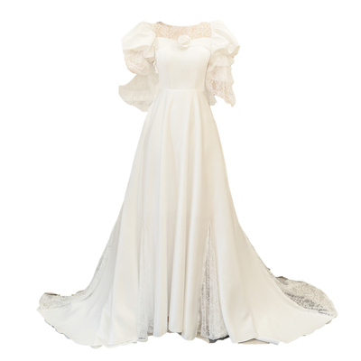 复古法式缎面古董婚纱