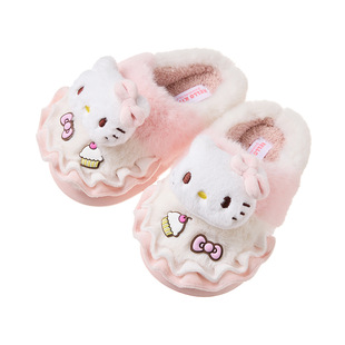 2025冬季新款女童kt凯蒂猫棉拖鞋居家室内女孩毛毛绒亲子鞋库洛米