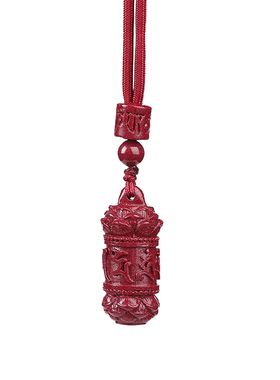 天然朱砂莲花六字真言吊坠挂件