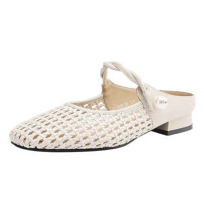 达芙妮半拖鞋女镂空透气半托单鞋