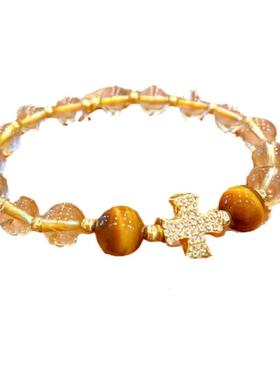 天然金发晶黄水晶手链双倍财富石