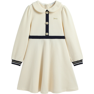 英氏女童娃娃领连衣裙2026春季新款长袖甜美轻奢公主裙礼服连衣裙