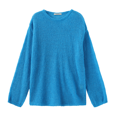 CUBIC镂空落肩圆领薄款针织衫