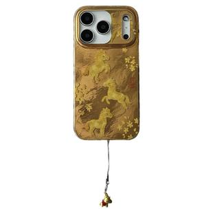 由里公园ins小众好运发财金色小马挂件17适用17pro苹果17ProMax手机壳iPhone16全包14新款16Promax保护套13女