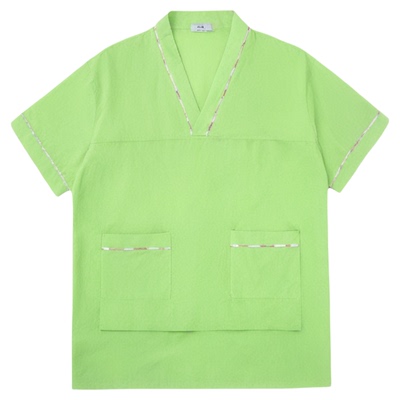 小清新牛油果绿纯棉桑拿服纯色