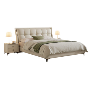 政府补贴蓝色理想带灯皮床主卧床现代简约婚床2026新款双人储物床