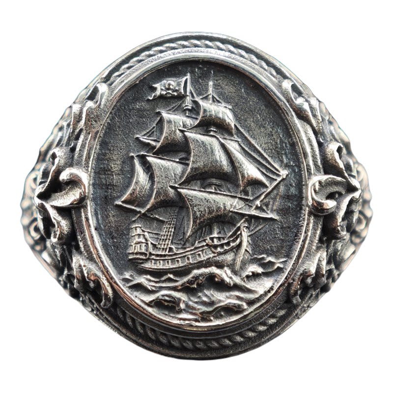 铁头的店 925银 原创设计 大航海时代“海盗船”复古做旧风戒指