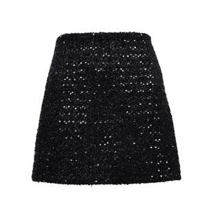 绫致Vero Moda马甲女25冬新小香风格亮片前钩扣设计马甲半裙套装