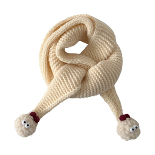 儿童围巾可爱煤球三角巾秋冬保暖纯色针织围巾男女童宝宝防风围脖