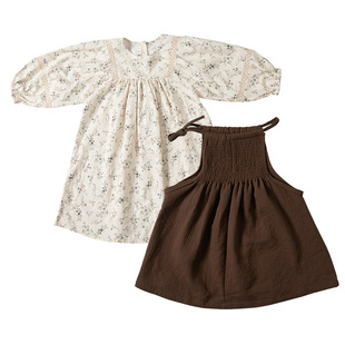 女童碎花裙子春秋2025新款可爱甜美女孩长袖连衣裙宝宝公主两件套