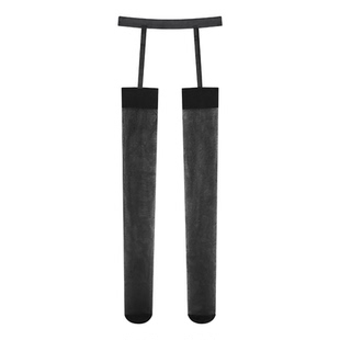 黑丝超薄丝袜女蕾丝边红吊带袜过膝裤袜美腿袜制服打底半截长筒袜