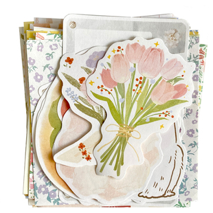 原创 晨曦茶话会 清新盐系手帐素材包花边蕾丝纸装饰格子打底便签