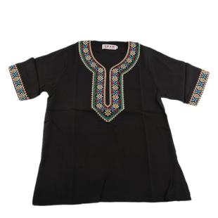 新疆民族服装棉绸短袖男女同款宽松T恤维族情侣装传统新疆舞上衣