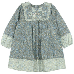 大耳象童装铺女童花边翻领碎花拼接连衣裙春季裙子不退不换