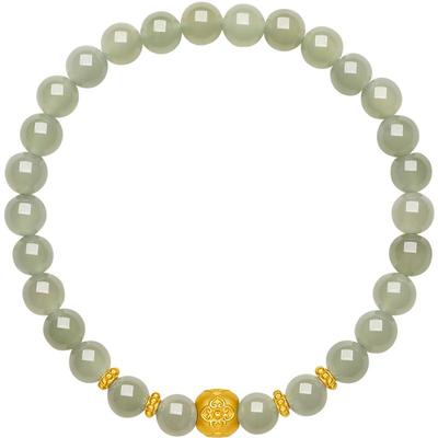 周六福柿柿如意金镶玉手串