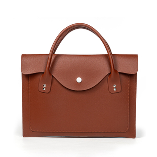 V-SION高级感复古时尚女通勤公文包女士大容量笔记本简易手提皮革电脑包pro款