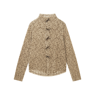 物理少年「风谷花影」拼接蕾丝面料提花中式立领优雅合肩长袖衬衫