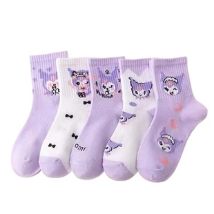 儿童袜子女童春秋季潮流男孩女孩中筒袜库洛米童袜女可爱宝宝花边