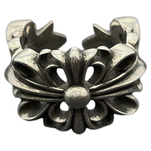 s925纯银克罗伈复古开口十字花戒指男女欧美个性霸气指环经典款潮