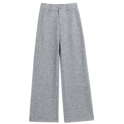 冬季高腰休闲绵羊毛九分女阔腿裤