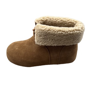 真皮羊毛绒翻边系带内增高勃肯鞋女2025年冬款保暧防滑高帮棉鞋