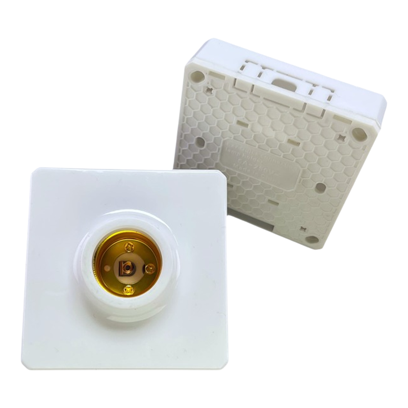 E27灯座快速接线方形铜芯触点通用易接线家用节能灯底座86型灯座