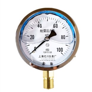 YN100耐震压力表0-1.6/2.5/4/6/10/16/25/40/60MPA抗震防振油压表