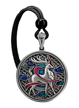 老江湖男女纯银珐琅彩吊坠