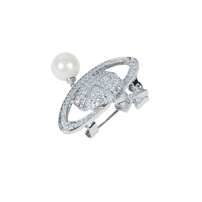 YUKI轻奢水钻仿珍珠男女土星胸针