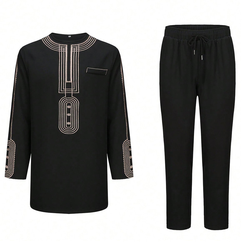 Dashiki Men Clothing非洲男士套装礼服两件套装民族休闲巴服西服