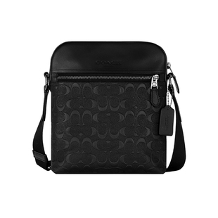 COACH/蔻驰男士单肩包Houston 22斜挎包时尚休闲小方包拉链压花
