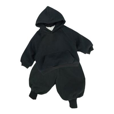 JIUMI超酷黑色加绒加厚卫衣套装