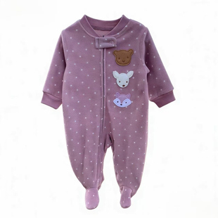 外贸童装男女宝宝长袖摇粒绒包脚连体衣爬服新生儿哈衣婴儿连身衣