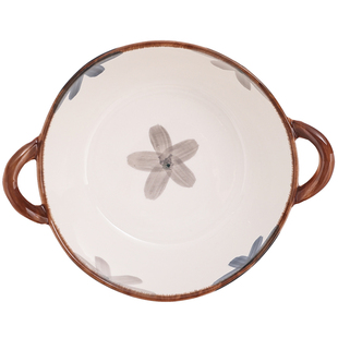 日式双耳朵陶瓷碗吃面碗家用高级感七寸面碗创意大容量带耳碗汤盆