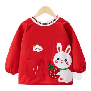 宝宝吃饭罩衣围兜儿儿童围长裙婴兜防水防脏袖饭春秋女孩反穿衣