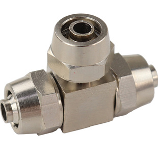 快拧三通PE6/8/10/12mm气管 侧三通快拧接头镀镍氧气煤气