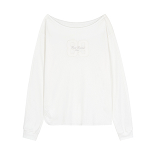 Kleesier韩国直邮小众设计师品牌字母印花辣妹露肩修身显瘦长袖