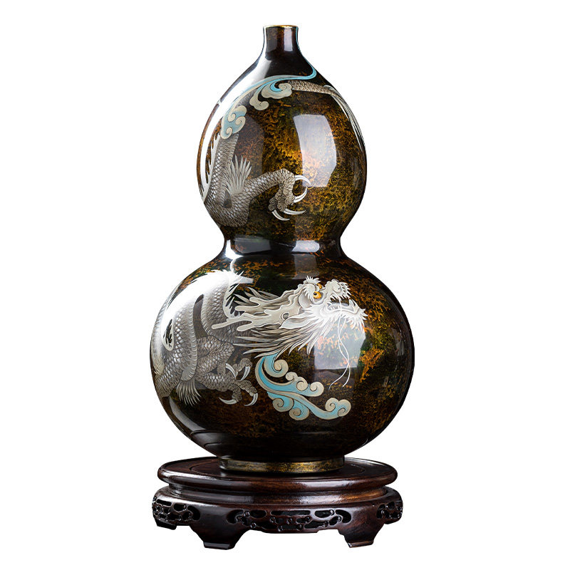 【大漆手绘】陶瓷葫芦大摆件礼品