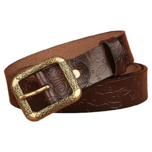 啄木鸟复古压花腰带男真皮裤带女潮纯牛皮皮带针扣头牛仔2026新款