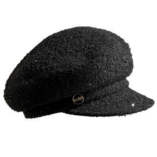 黑色英伦报童帽女秋冬新款鸭舌帽女复古百搭八角帽小头围帽子女款