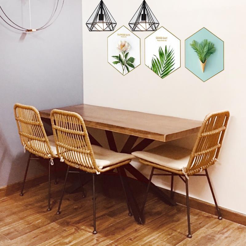 户外休闲铁艺藤椅阳台休闲餐椅子个性餐厅椅商用民宿藤编桌椅简约